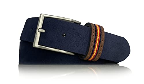 almela - Gürtel velours leder herren & damen - Ledergürtel - 3,5cm breit - 35 mm - Herrengürtel - Damengürtel - Riemen - Suede leather belt for men and women (Blau, 115) von almela