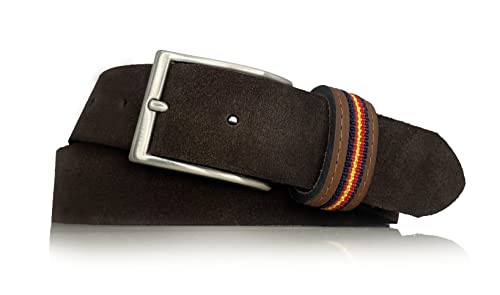 almela - Gürtel velours leder herren & damen - Ledergürtel - 3,5cm breit - 35 mm - Herrengürtel - Damengürtel - Riemen - Suede leather belt for men and women (Braun, 110) von almela