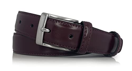 almela - Klassiborer Herren gürtel - Rindsleder - Herrengürtel zum Anzug - 3cm breit - 30mm - Ledergürtel - Kürzbar - Leather belt for men - Bordeaux, 115 von almela