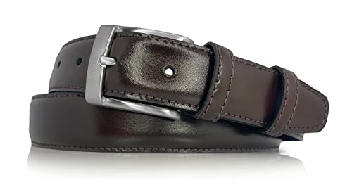 almela - Klassibraer Herren gürtel - Rindsleder - Herrengürtel zum Anzug - 3cm breit - 30mm - Ledergürtel - Kürzbar - Leather belt for men - Braun, 105 von almela