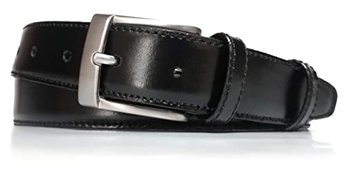 almela - Klassischer Herren gürtel - Rindsleder - Herrengürtel zum Anzug - 3cm breit - 30mm - Ledergürtel - Kürzbar - Leather belt for men - Schwarz, 115 von almela