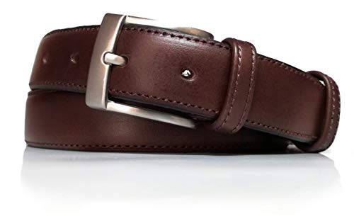 almela | Leder herren gürtel | Klassisch Ledergürtel | Herrengürtel Echets Leder | 3cm breit - 30mm | Kürzbar | Belt for men - Braun, 115 von almela