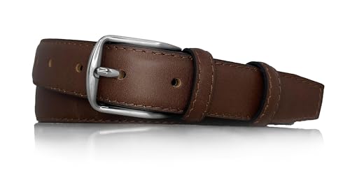 almela | Leder herren gürtel | Klassisch Ledergürtel | Herrengürtel Echets Leder | 3cm breit - 30mm | Kürzbar | Belt for men - Cognac, 110 von almela