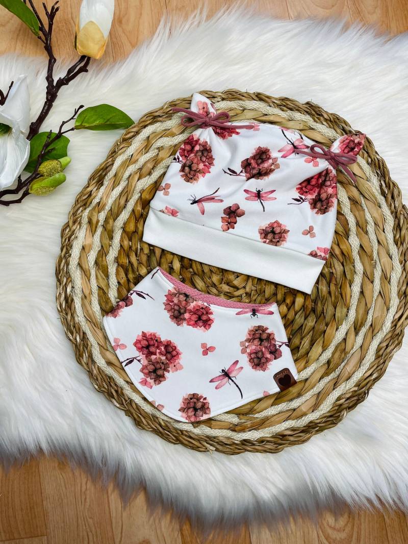 Baby Öhrchenmütze + Tuch „Libelle" Gefüttert Mit Waffeljersey Ku 39-40 von almiLiDesign