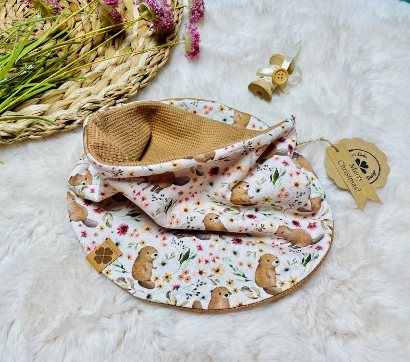 Halssocke Biber, Loop Schlupfschal, Waffeljersey Camel, Unisex Mädchen Jungs, Ku 38-58 von almiLiDesign