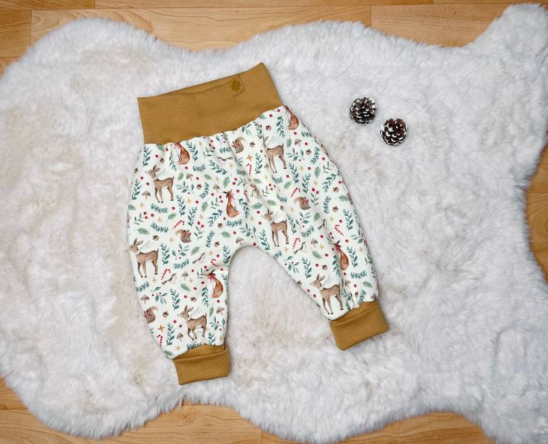 Pumphose Weihnachten Wald Tiere | Reh, Hase, Eichhörnchen, Vögel, Geschenk Unisex Gr.80 Sofortkauf von almiLiDesign