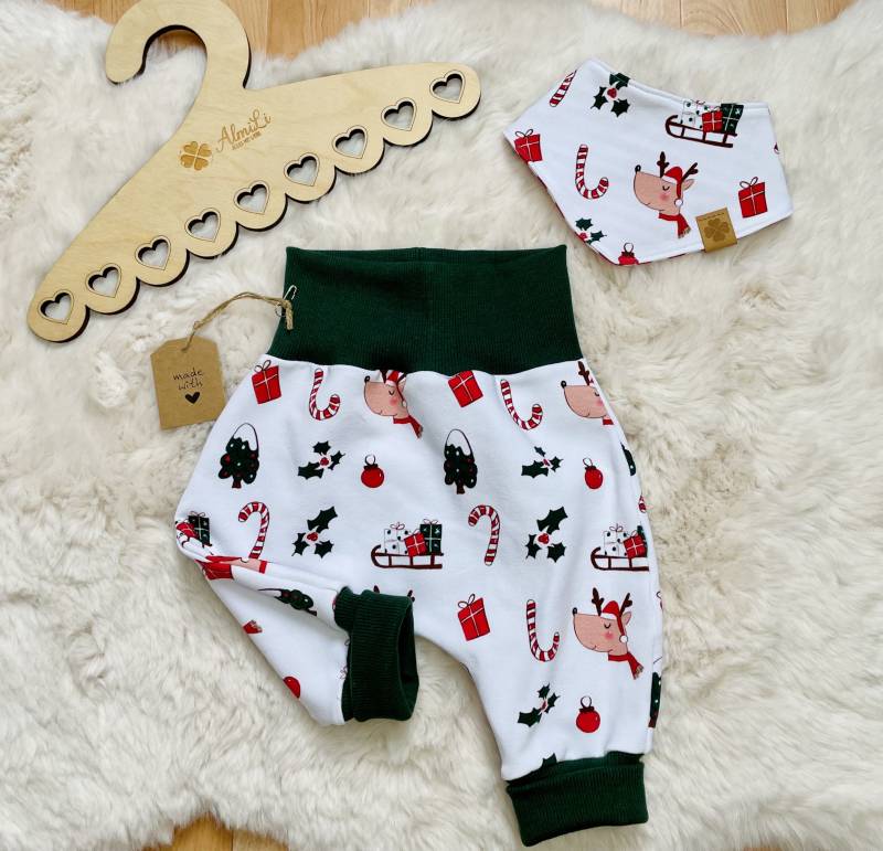 Rentier Pumphose Weihnachten, Geschenk Mädchen Junge Unisex Gr.50-74, Babyset Rentier Pumphose Weihnachten, Geschenk Mädchen Junge Unisex Gr.50-74, Babyset von almiLiDesign