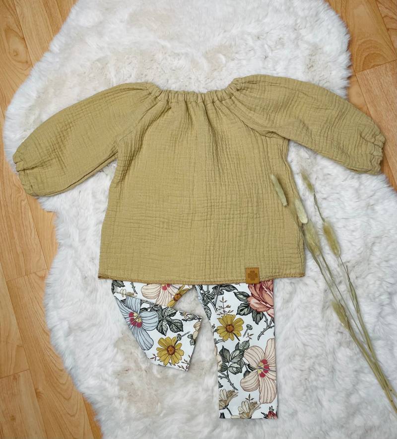 Sommerset Musselin Tunika Mit Geblümter Leggings, Mädchen Outfit Gr. 68, Sofortkauf von almiLiDesign