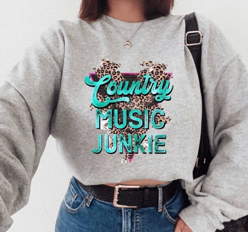 Country Music Junkie Sweatshirt, Hoodie, Southern Girl Howdy Shirt, Western Konzert 90Er von almondbutterfly