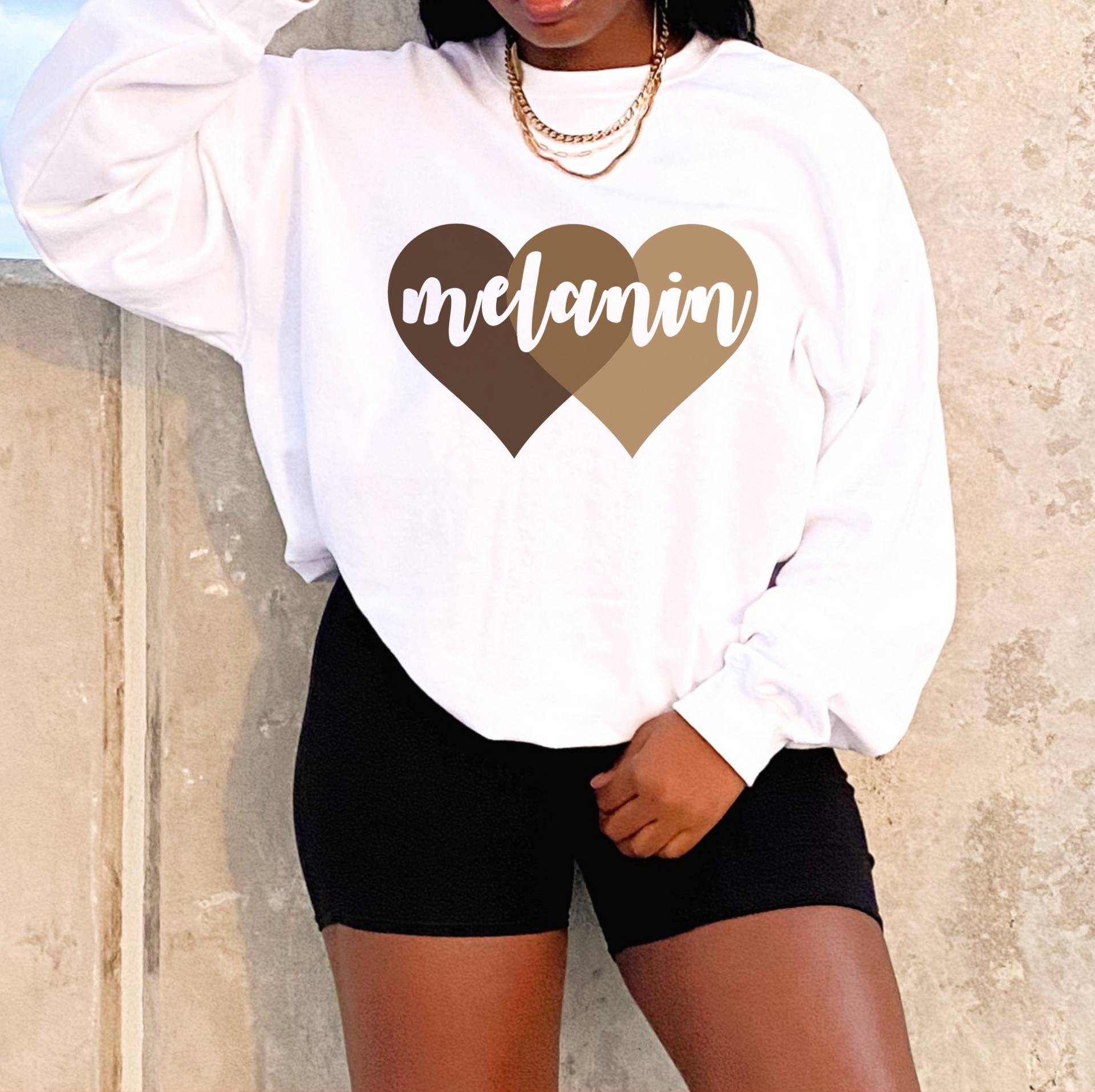 Melanin Shirt Herz Sweatshirt Schwarze Frau T-Shirt Black Girl Magic Oversized Afrocentric Festival Essence Beautiful T Love von almondbutterfly