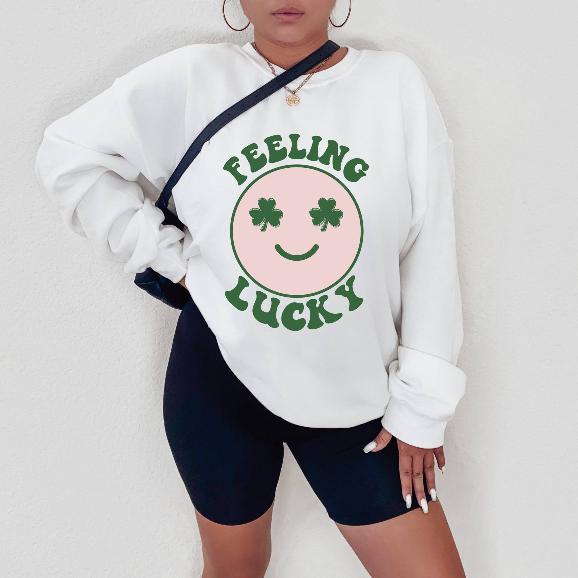 st Patricks Day Sweatshirt Y2K Feeling Lucky Shirt Kleeblatt Sweatshirts Pattys Damen Glücksshirt von almondbutterfly