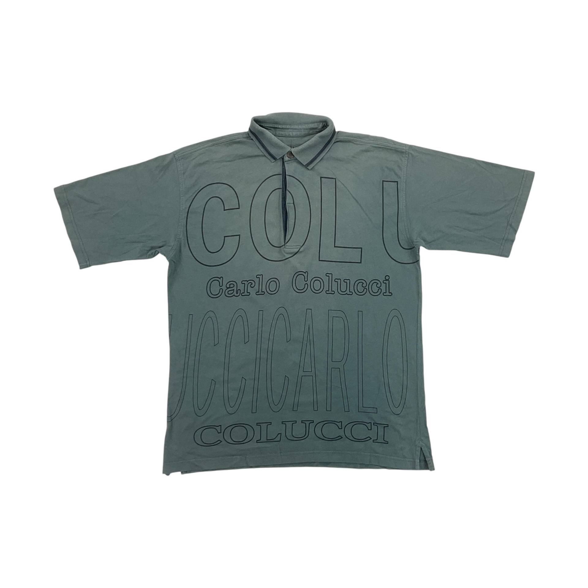 Modernes Carlo Colucci Bedrucktes Poloshirt - Große Größe Y2K Herrenoberteil Männliches Gebrauchtes von aloisstudio