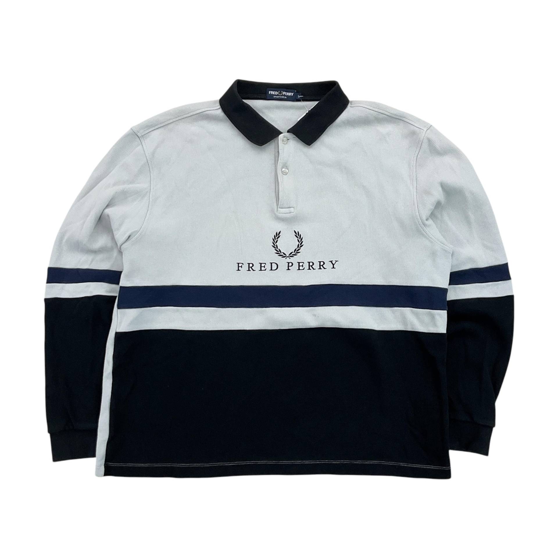 Modernes Y2K Fred Perry Spellout Polo-Sweatshirt - Große Größe Männer Pullover Gebraucht von aloisstudio