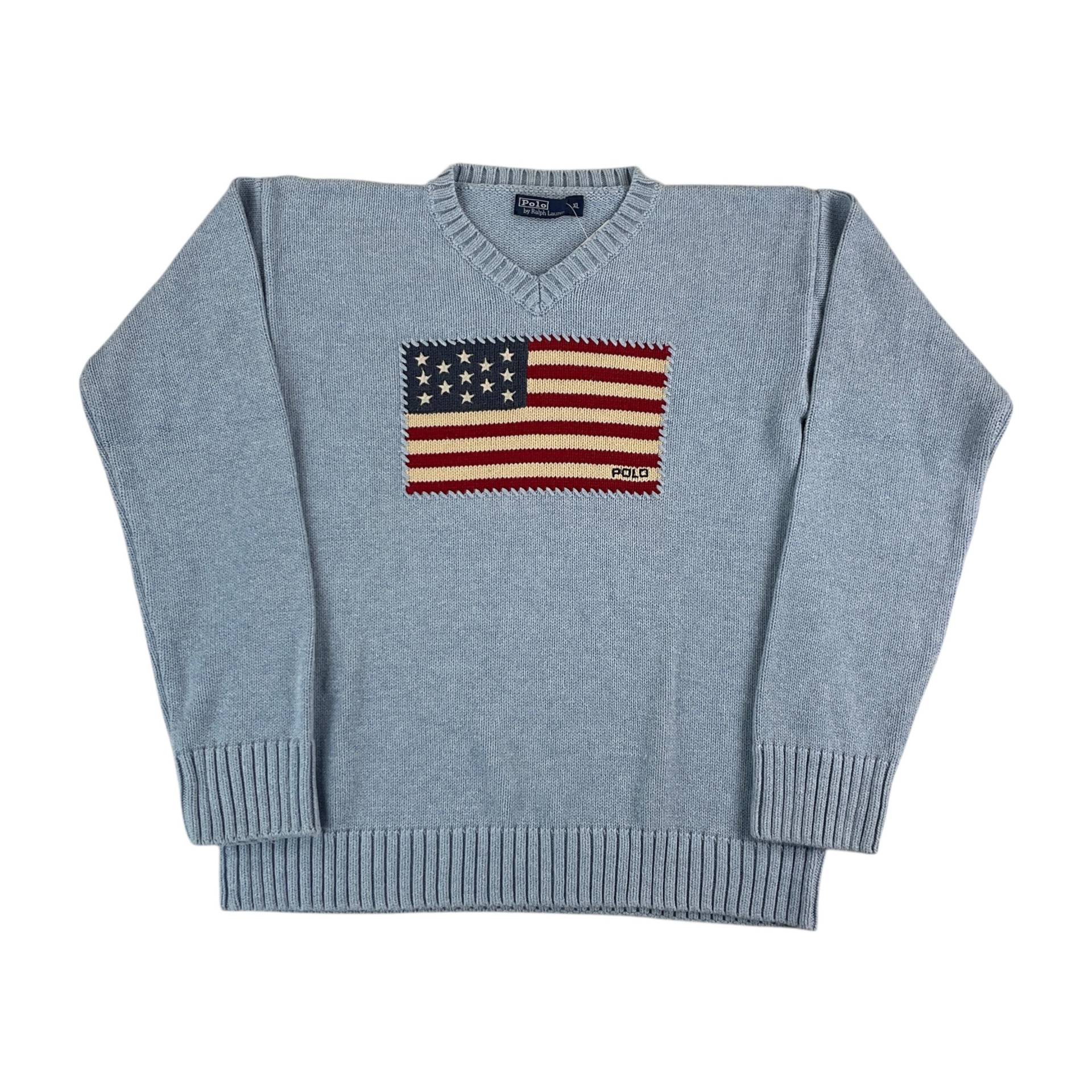 Modernes Y2K Ralph Lauren Us Flagge Sweatshirt - Damen/S Fit Größe Frauen Pullover Weiblich Gebraucht von aloisstudio