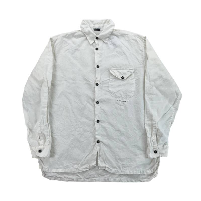 Vintage 90Er Jahre Stone Island Leinenhemd - Große Größe Herren Top Business Hemd von aloisstudio