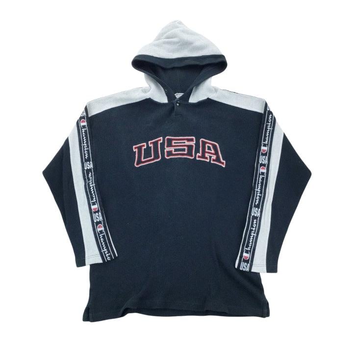 Vintage Champion Usa 90Er Jahre Spellout Hoodie - Große Größe Männer Pullover Gebraucht von aloisstudio