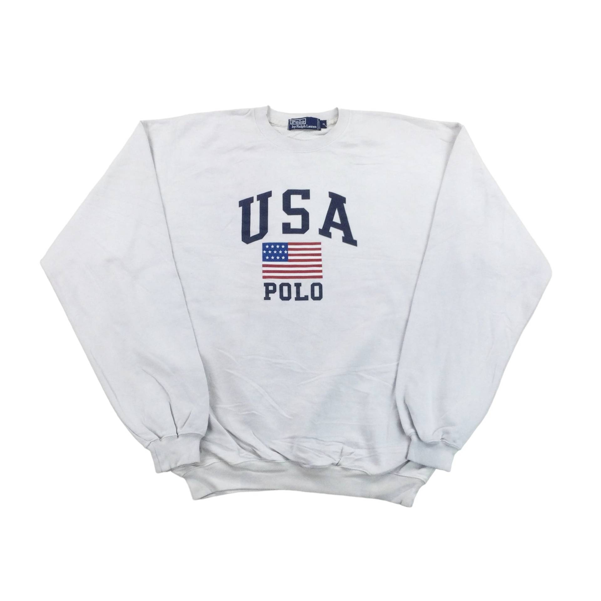 Vintage Ralph Lauren 90Er Jahre Usa Polo-Sweatshirt - Xl Größe Männer Pullover 1980Er Gebraucht von aloisstudio