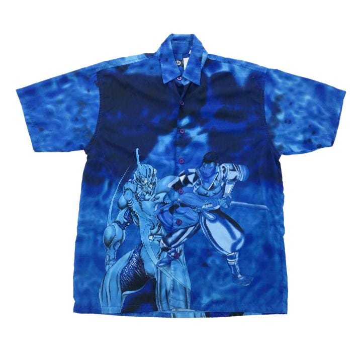 Vintage Samurai Grafik-Hemd - Kleine Größe Herren Top Männlich Gebrauchtes Business-Hemd von aloisstudio