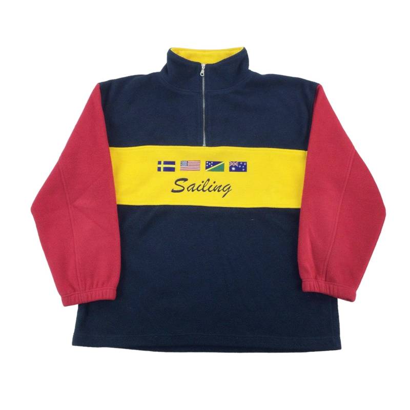 Vintage Segeln 1/4 Zip Fleece Pullover - Mittlere Größe Männer Männlich Sweatshirt Gebraucht von aloisstudio