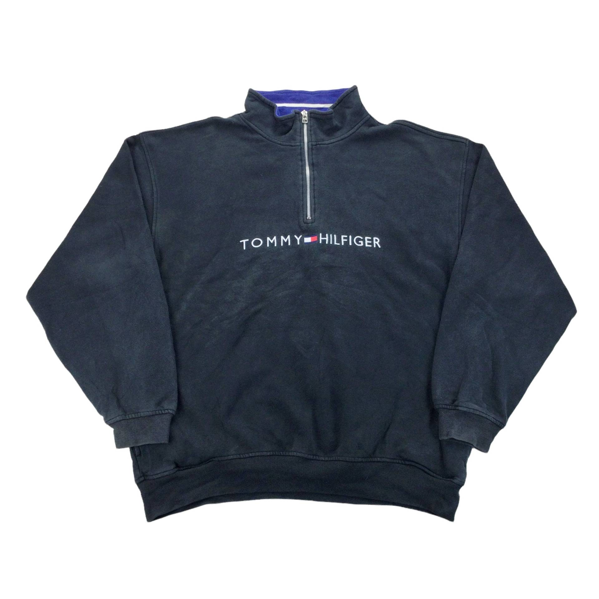 Vintage Tommy Hilfiger 1/4 Zip Sweatshirt - Xl Größe Männer Pullover Gebraucht von aloisstudio