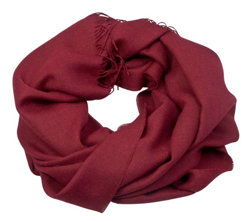 Oversized Schal Aus Alpakawolle Stola Pashmina Mit Fransen 100% Baby-Alpaka in Bordeauxrot von alpacaplaids