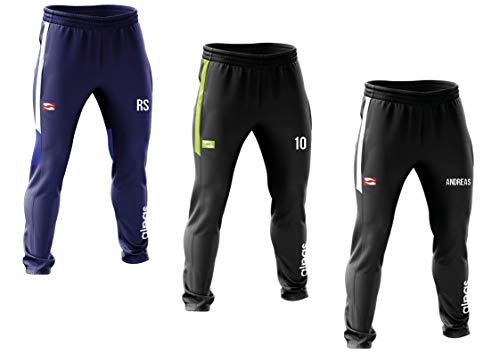 alpas Trainingshose/Jogginghose mit Druck für Kinder Gr. 116 bis 176 (Name, Nummer, Initialen) Dynamic, Farbe: Navy(Marine)/weiß, Größe: 152 von alpas