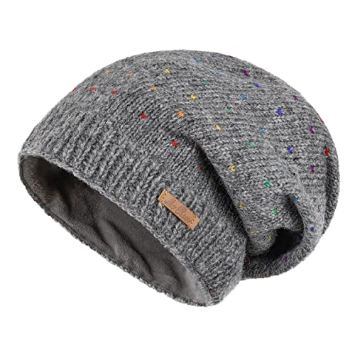 alpengoa McRon Damen Gefütterte Beanie Wollmütze Modell Lizzy Regenbogen Mittelgrau 2 96R von alpengoa