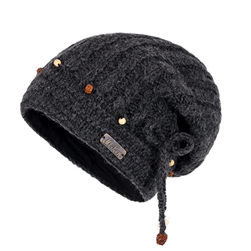 alpengoa McRon Damen Gefütterte Beanie Wollmütze Modell Alice Anthrazit 9516 von alpengoa