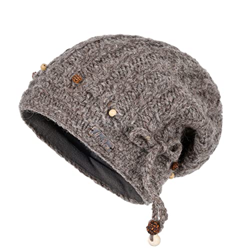 alpengoa McRon Damen Gefütterte Beanie Wollmütze Modell Alice Naturbraun 9513 von alpengoa