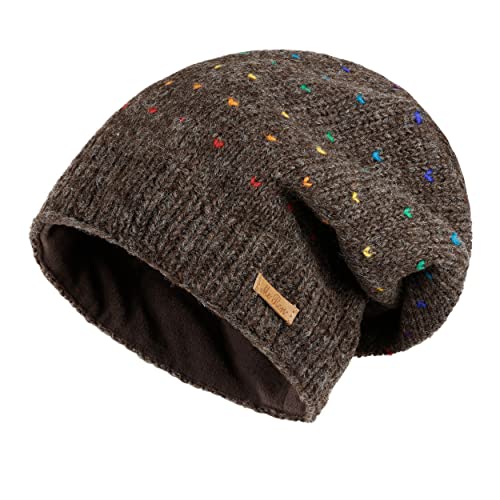 alpengoa McRon Damen Gefütterte Beanie Wollmütze Modell Lizzy Regenbogen Naturdunkelbraun 2 91R von alpengoa