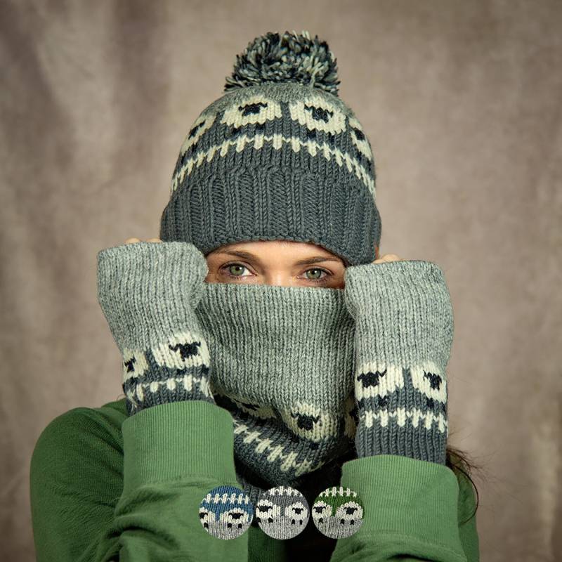 Woll Loop Im Schaf Design Modell Samir - Komplett Mit Fleece Gefüttert von alpengoa