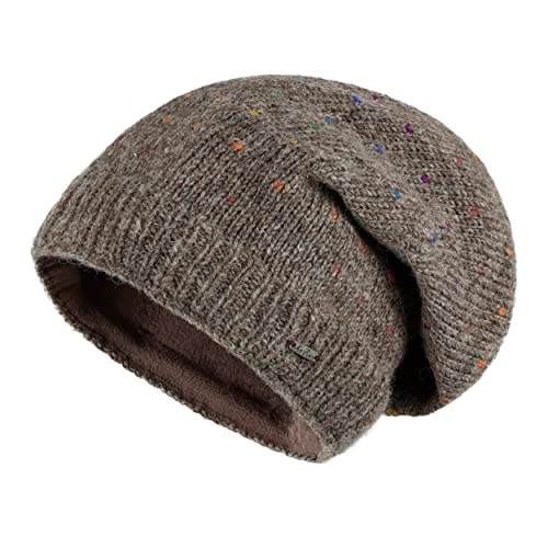 alpengoa McRon Damen Gefütterte Beanie Wollmütze Modell Lizzy Regenbogen Naturbraun 2 92R von alpengoa