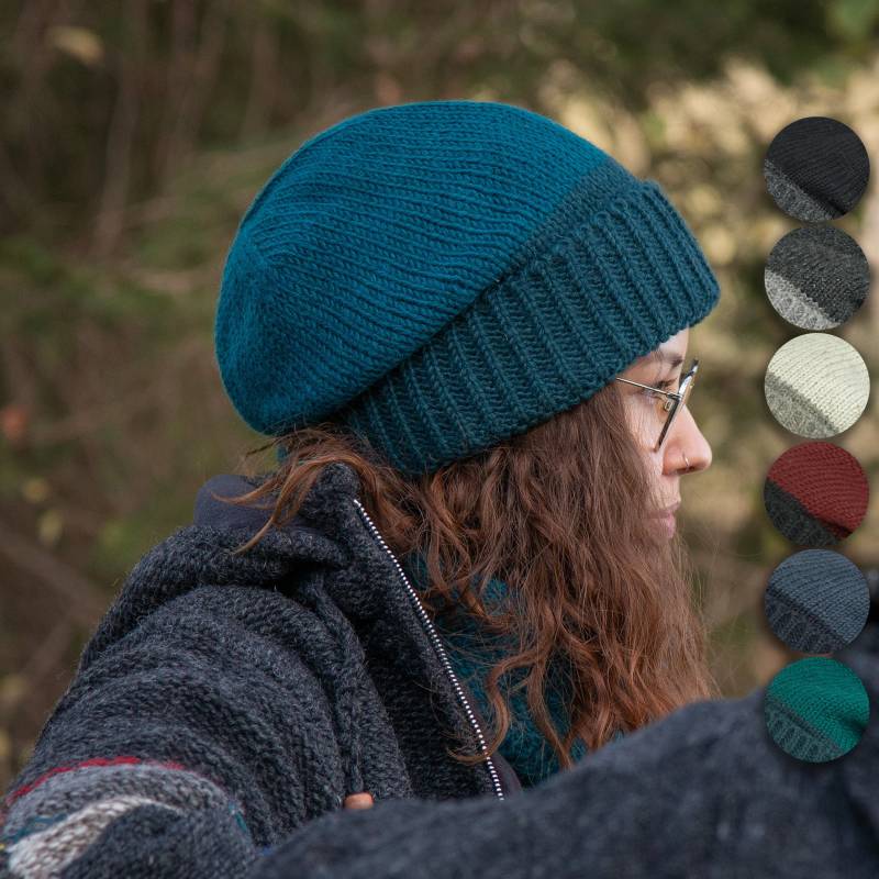 Wollmütze Mit Umschlag "Modell Sanas" - Gefütterte Strickmütze Wintermütze Aus Wolle von alpengoa