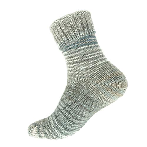 alpengoa 1 Paar Stricksocken mit Umschlag (Grau-Blau 39 - 42) von alpengoa