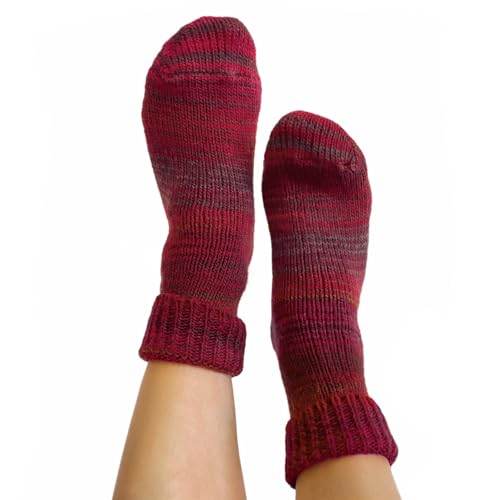 alpengoa 1 Paar Stricksocken mit Umschlag (Rot 39-42) von alpengoa