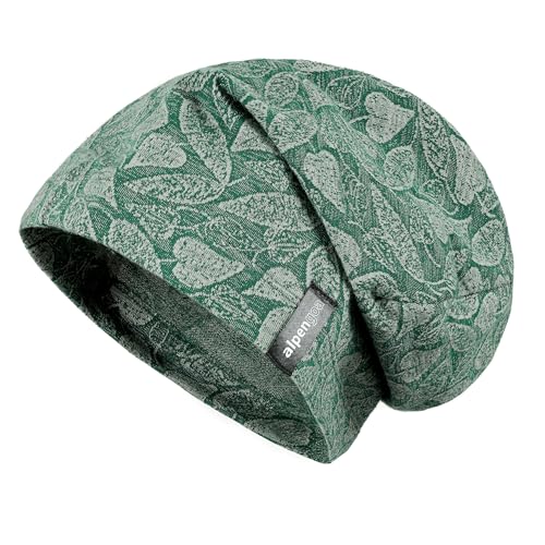 Baumwoll Beanie Modell Leaf - leichte Mütze (DE/NL/SE/PL, Alphanumerisch, Einheitsgröße, Grün) von alpengoa