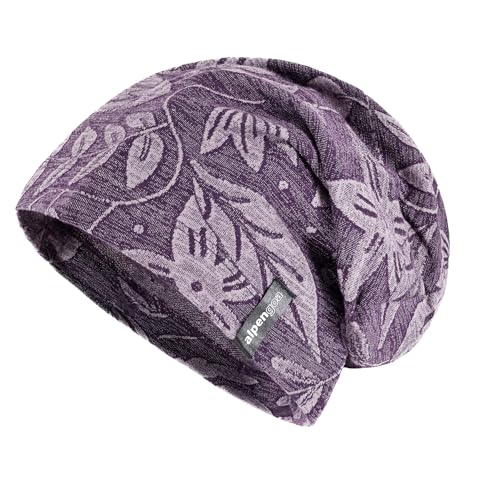 Baumwoll Beanie Modell Leaf - leichte Mütze (DE/NL/SE/PL, Alphanumerisch, Einheitsgröße, Lila) von alpengoa