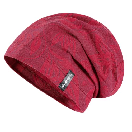 Baumwoll Beanie Modell Leaf - leichte Mütze (DE/NL/SE/PL, Alphanumerisch, Einheitsgröße, Rot) von alpengoa