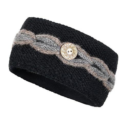 alpengoa Damen Gestricktes Stirnband Lucy Schwarz von alpengoa
