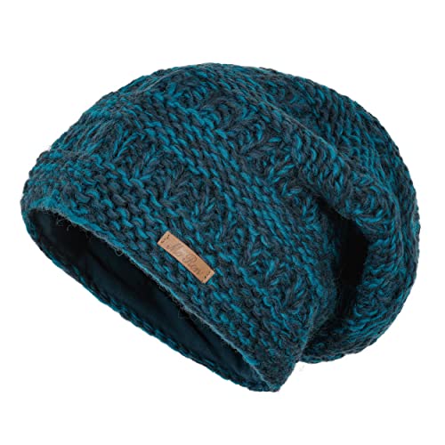 alpengoa McRon Damen Gefütterte Beanie Wollmütze Modell G Aloha Blau Meliert von alpengoa