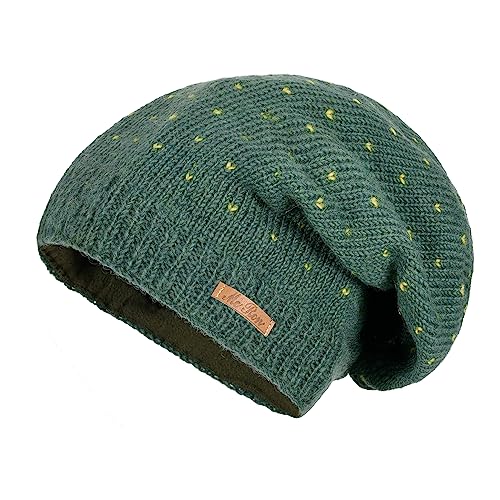 alpengoa McRon Damen Gefütterte Beanie Wollmütze Modell Lizzy Waldgrün 14946 von alpengoa