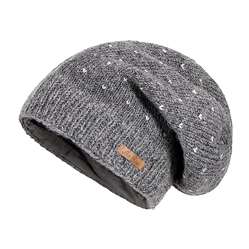 alpengoa McRon Damen Gefütterte Beanie Wintermütze Modell Lizzy Mittelgrau von alpengoa