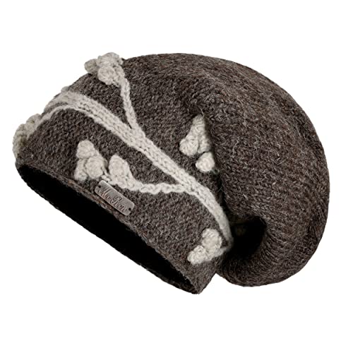 alpengoa McRon Damen Gefütterte Beanie Wollmütze Lahara Naturdunkelbraun von alpengoa