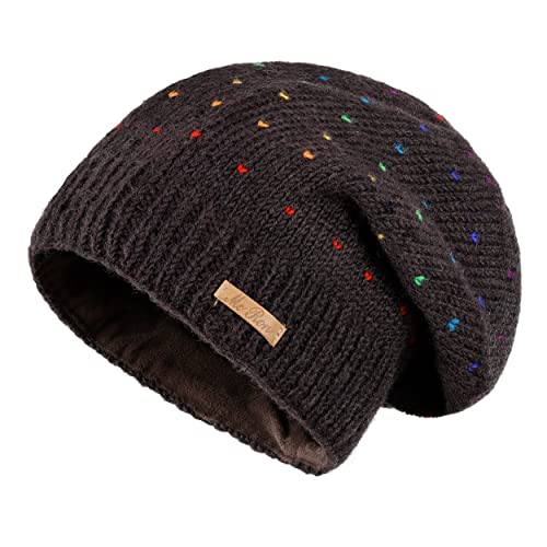 alpengoa McRon Damen Gefütterte Beanie Wollmütze Modell Lizzy Regenbogen Schokolade 187R von alpengoa