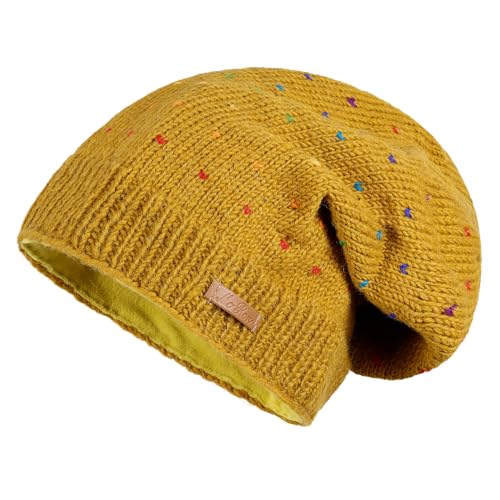 alpengoa McRon Damen Gefütterte Beanie Wollmütze Modell Lizzy Regenbogen Ocker 150R von alpengoa