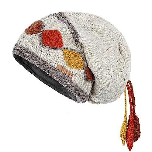 alpengoa McRon Damen Gefütterte Beanie Wollmütze Shana Naturhellgrau von alpengoa