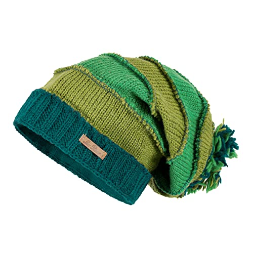 alpengoa McRon Damen Gefütterte Wollmütze mit Bommel Modell Keanu Grün von alpengoa