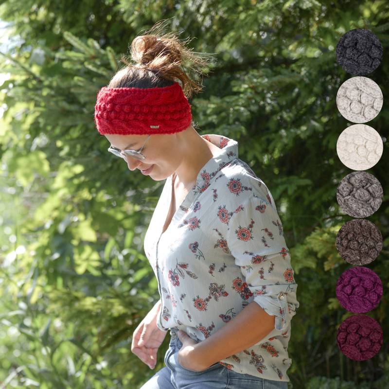 stirnband Aus Wolle "Modell Susan", Gestrickt, Komplett Mit Fleece Gefüttert von alpengoa