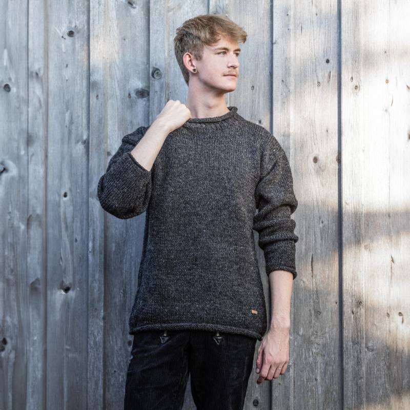 strickpullover Aus 100% Schafwolle Anthrazit Modell Rollter von alpengoa