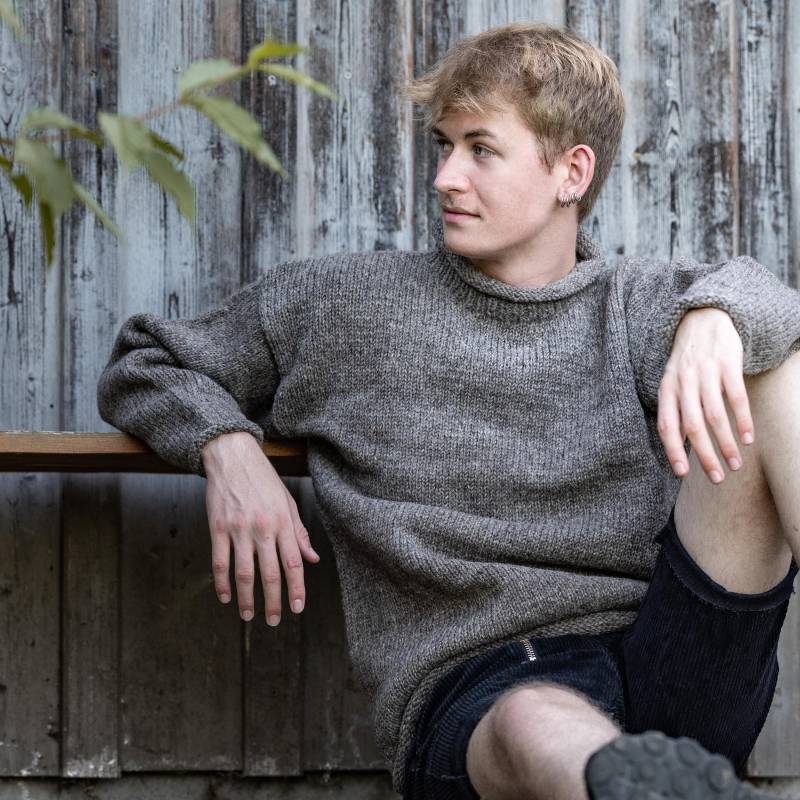 strickpullover Aus Reiner Naturwolle Modell Rollter Naturbraun von alpengoa